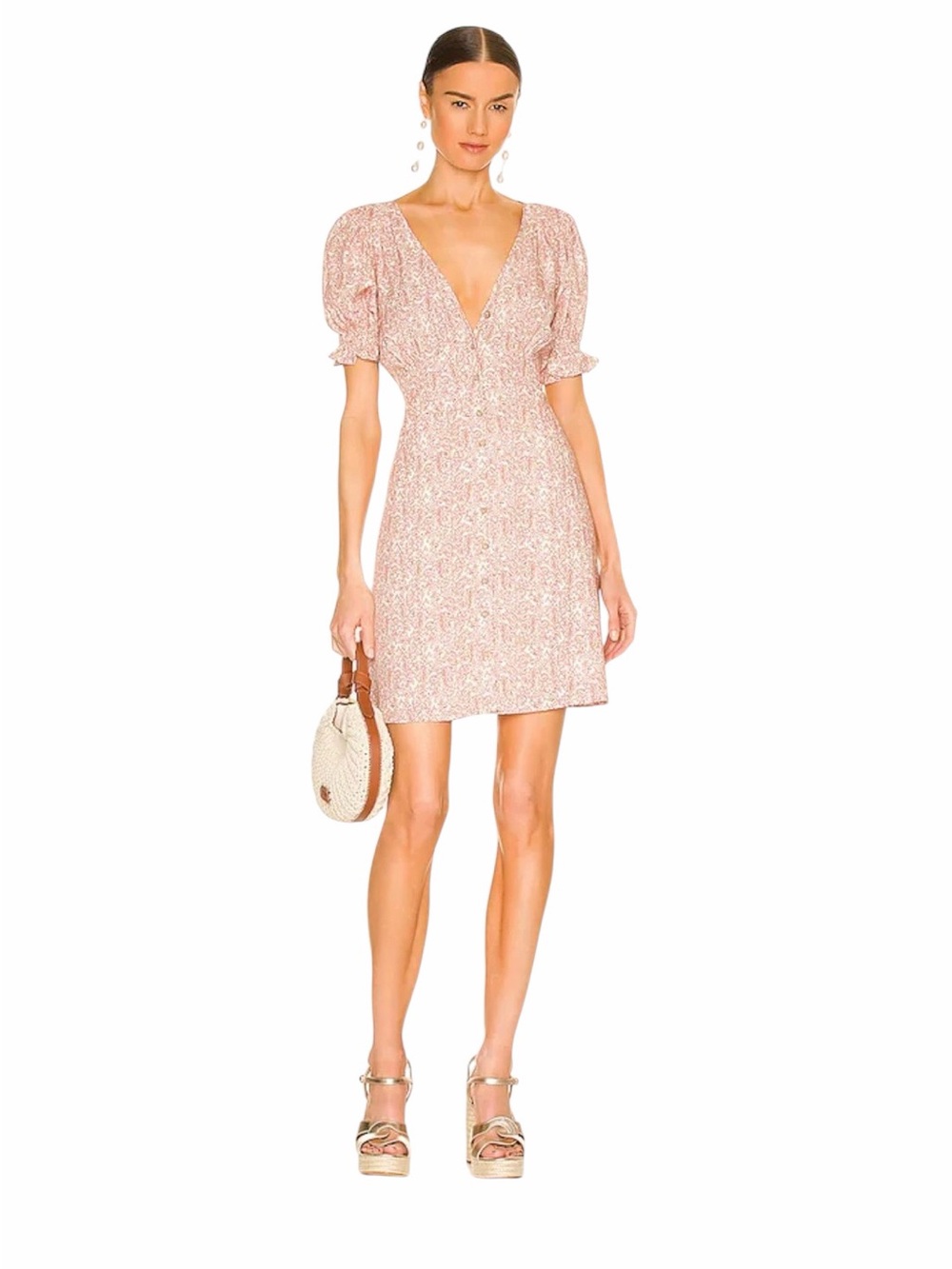 BB Dakota- Charmed Life Dress Blush Pink Floral Mini Skirt Dress Size XS